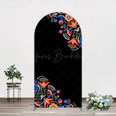 Lofaris Black Mexican National Flower Birthday Arch Backdrop